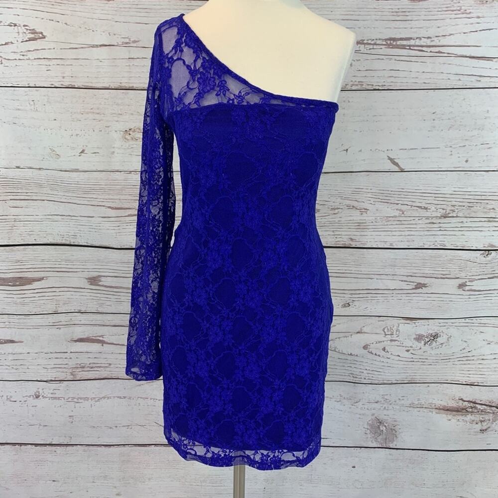 Trixxi blue lace single sleeve sheath dress